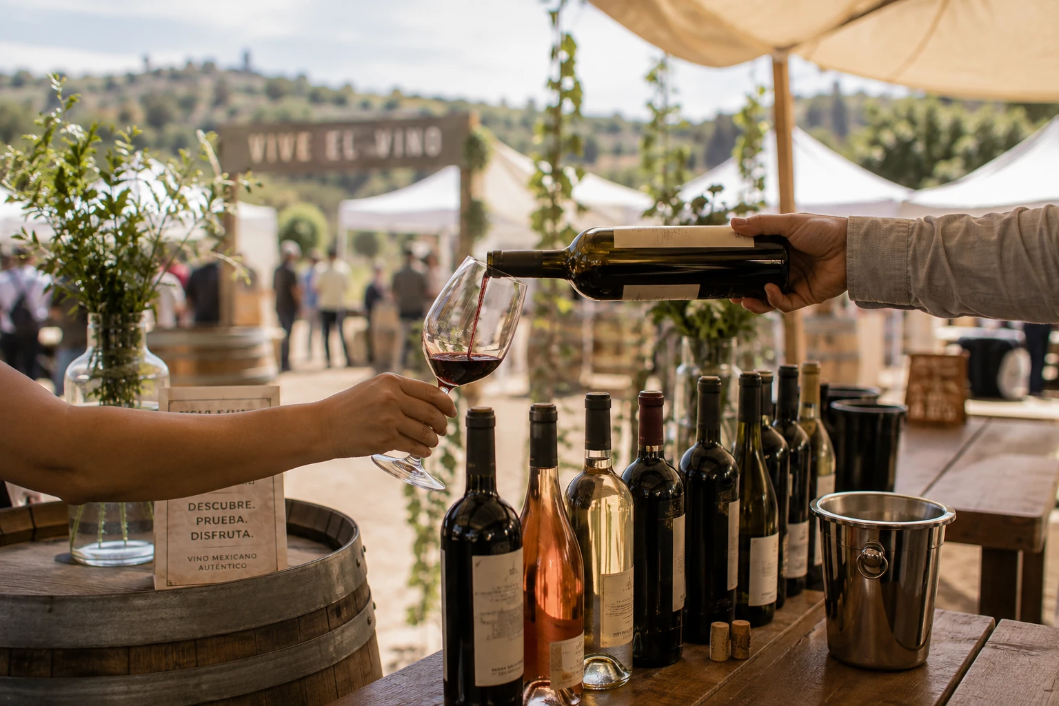 Bodegas de vino mexicano en una experiencia de degustación al aire libre